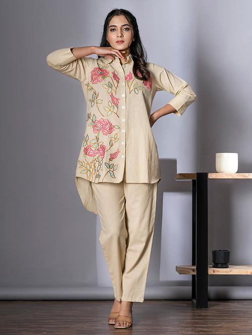 off white cotton blend coord set - 22058665 - Very Small Image - 1