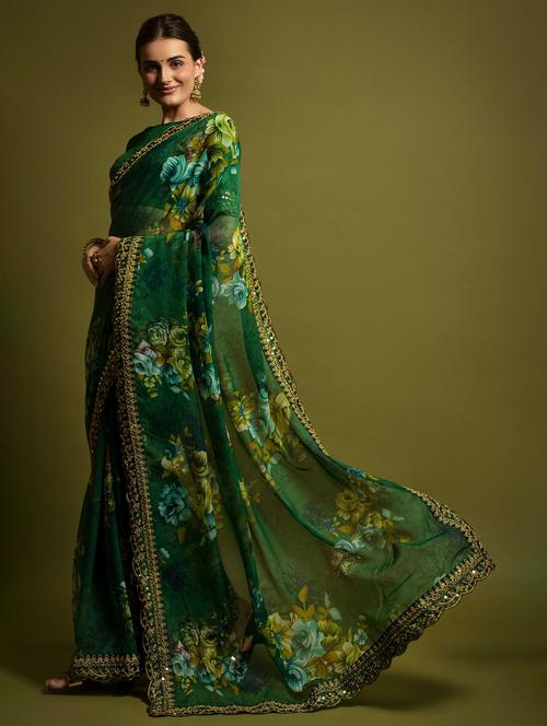 women floral printed saree with blouse - 22059224 - Very Small Image - 1