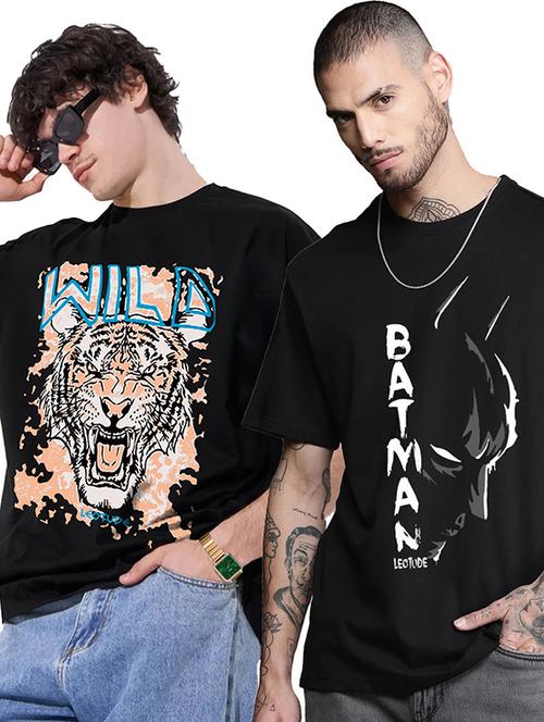 men pack of 2 printed short sleeve oversized fit t-shirt - 22059370 - Very Small Image - 1
