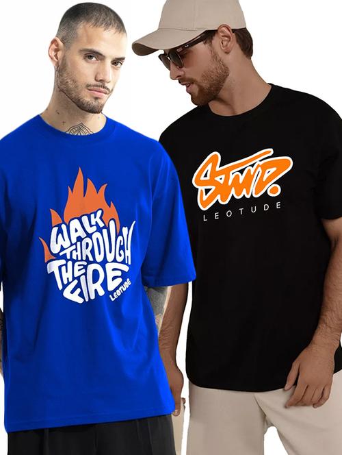 men pack of 2 printed short sleeve oversized fit t-shirt - 22059374 - Very Small Image - 1