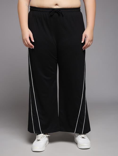 women plus size solid mid rise track pant - 22060107 - Very Small Image - 1