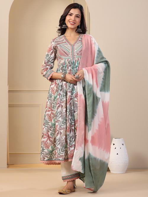 women three quarter sleeve kurta pant with dupatta set - 22061465 - Very Small Image - 1