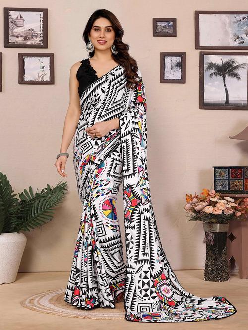 women printed casual wear saree with blouse - 22061599 - Very Small Image - 1