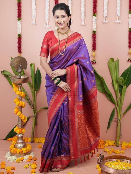 multi colored silk banarasi saree with blouse - 22063858 - Very Small Image - 1