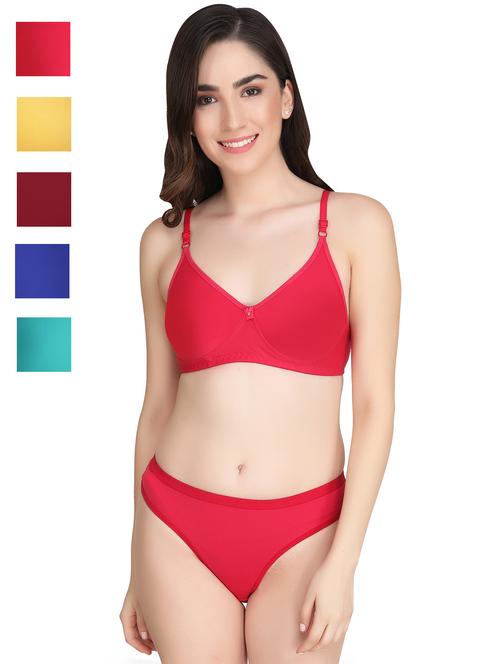 fuchsia cotton blend bras and panty set - 22064311 - Very Small Image - 1