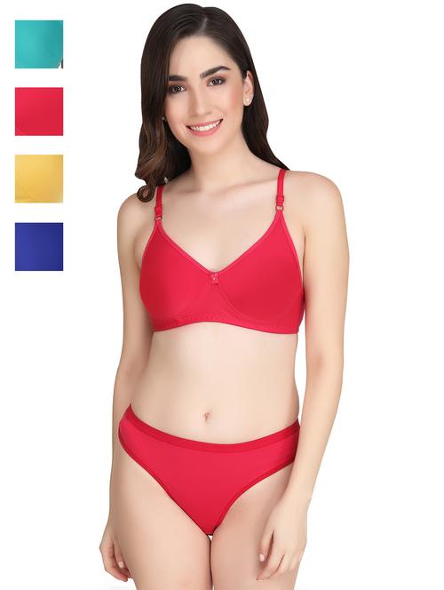 fuchsia cotton blend bras and panty set - 22064411 - Very Small Image - 1