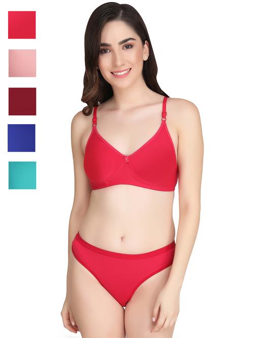 women pack of 5 solid bra and panty set - 22064844 - Very Small Image - 1