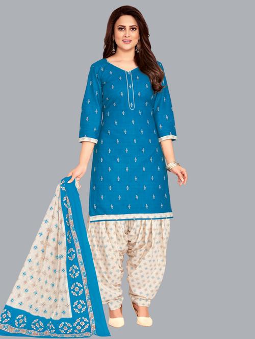 women printed unstitched salwar suit set - 22065966 - Very Small Image - 1
