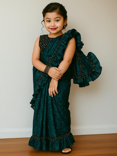girls self designed ready to wear saree - 22065982 - Very Small Image - 1