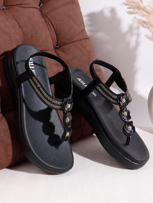 women black solid back strap wedge - 22069087 - Very Small Image - 1