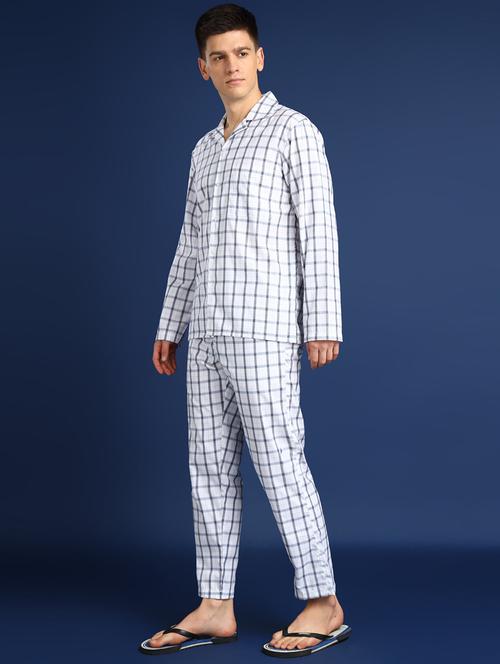 Men Checkered Long Sleeve Nightwear Set - 22069523 - Very Small Image - 1
