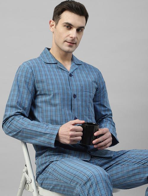 men printed long sleeve sleepwear set - 22069554 - Very Small Image - 1