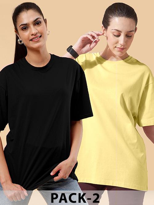 women pack of 2 solid oversized t-shirt  - 22072738 - Very Small Image - 1