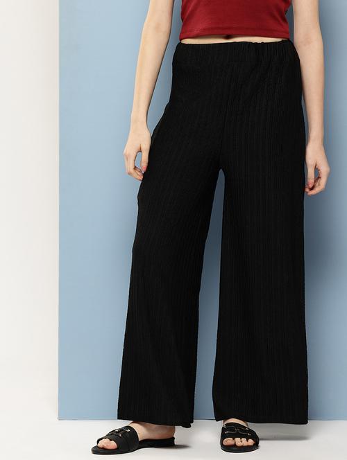 women solid mid rise flared palazzo - 22074041 - Very Small Image - 1