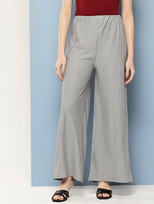 women solid mid rise flared palazzo - 22074044 - Very Small Image - 1