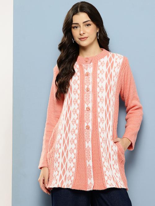 peach wool blend cardigan - 22074072 - Very Small Image - 1