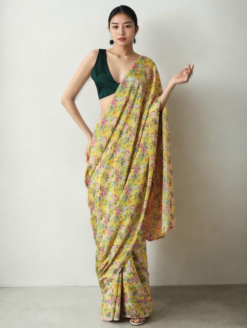 women floral printed ready to wear saree with blouse - 22074674 - Very Small Image - 1