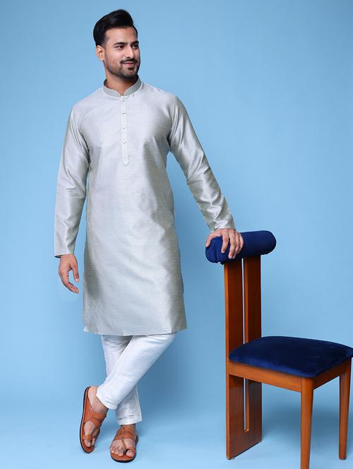 men mandarin neck kurta pyjama ethnic wear set - 22076005 - Very Small Image - 1