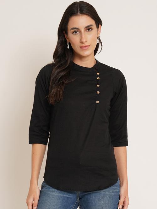 women solid three quarter sleeve regular top - 22076363 - Very Small Image - 1