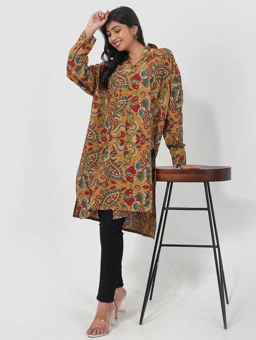 Women Printed Long Sleeve Collared Realxed Fit Tunic - 22079411 - Very Small Image - 1