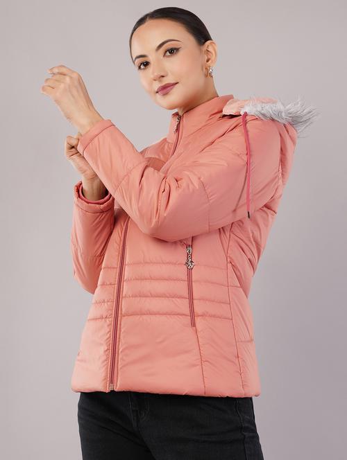 women solid long sleeve hooded quilted jacket - 22080933 - Very Small Image - 1