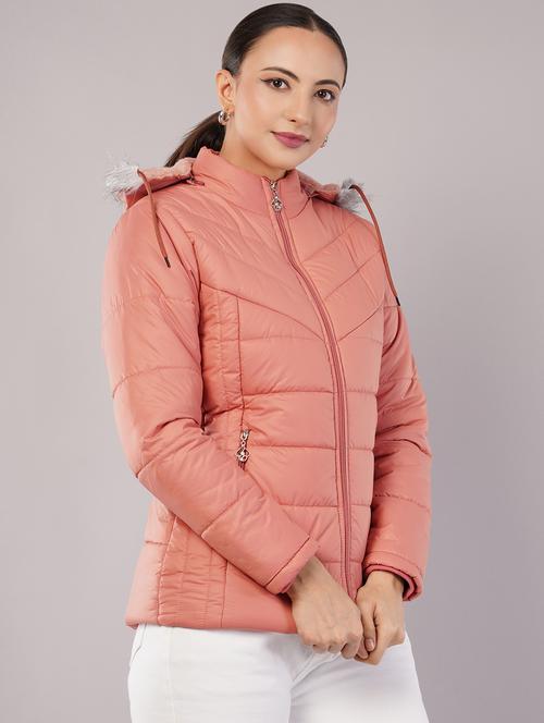 women solid long sleeve hooded quilted jacket - 22080939 - Very Small Image - 1