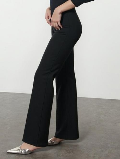 women solid high rise wide leg trouser - 22081057 - Very Small Image - 1
