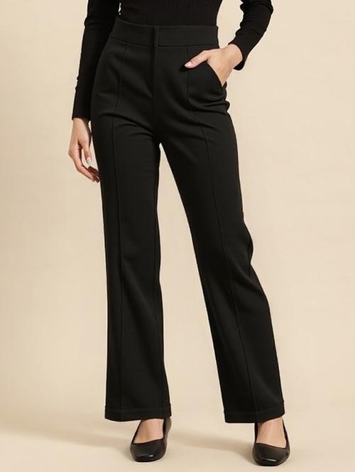women solid high rise wide leg trouser - 22081059 - Very Small Image - 1