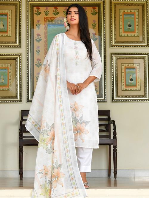 women floral three quarter sleeve kurta pant with dupatta set - 22083995 - Very Small Image - 1