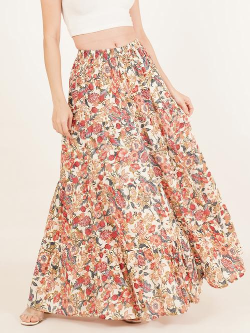women printed high rise tiered skirt - 22084095 - Very Small Image - 1