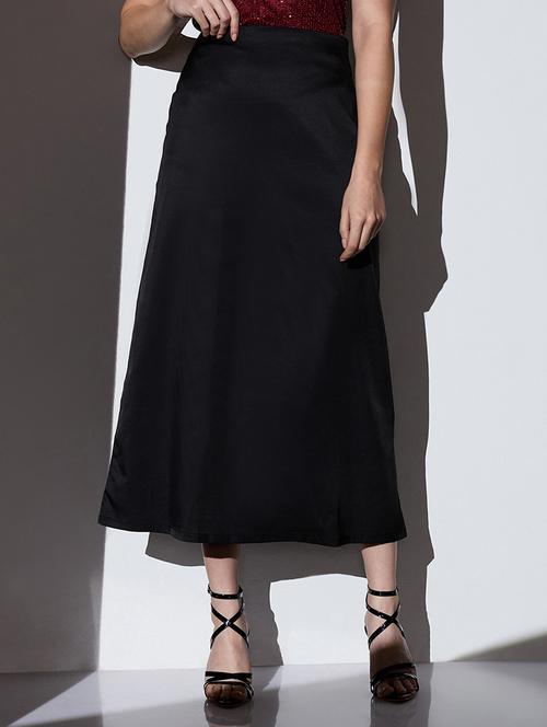 globus women black mid-rise solid midi a-line party skirt - 22085177 - Very Small Image - 1