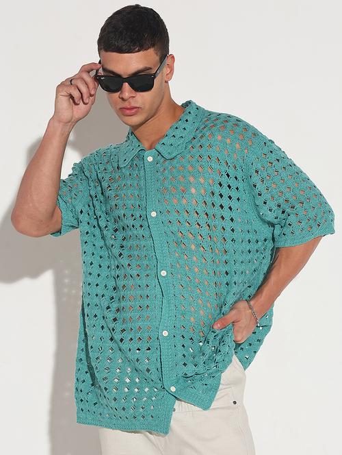 Men Self Design Short Sleeve Loose Fit Casual Shirt - 22086116 - Very Small Image - 1