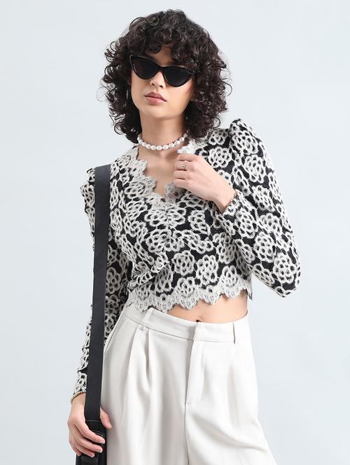 womne self designed long sleeve crop top - 22086320 - Very Small Image - 1