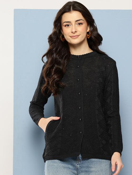 women self designed long sleeve cardigan - 22086523 - Very Small Image - 1