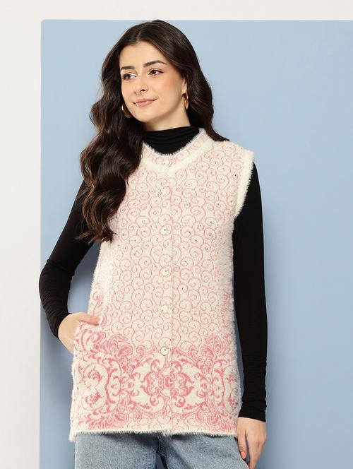 women self designed sleeveless cardigan - 22086531 - Very Small Image - 1