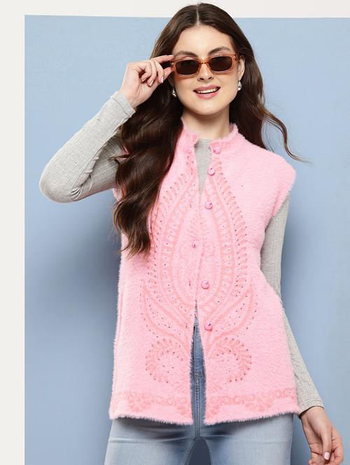 women self designed sleeveless cardigan - 22086548 - Very Small Image - 1
