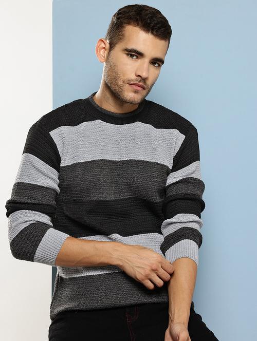 men striped long sleeve regular fit pullover  - 22086604 - Very Small Image - 1