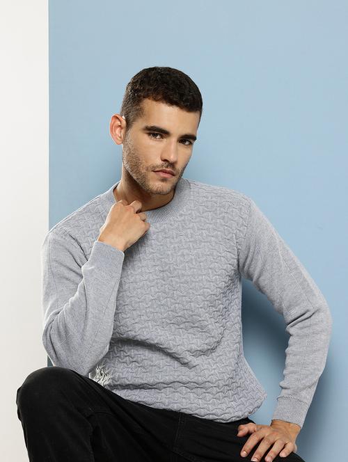 men self design long sleeve regular fit pullover  - 22086611 - Very Small Image - 1