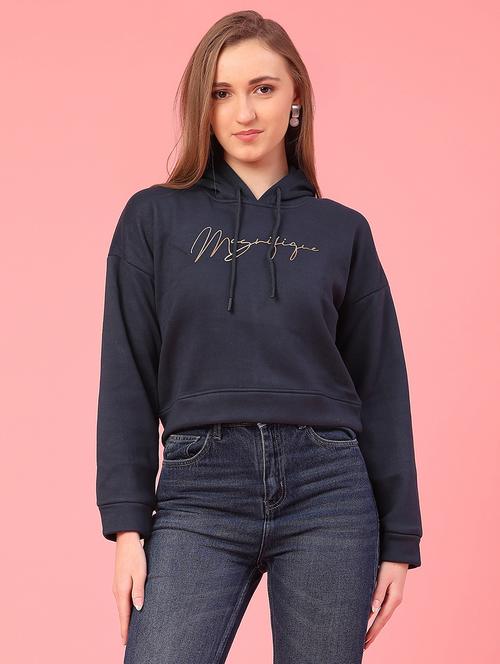 Women Long Sleeve Hooded Cropped Sweatshirt - 22087879 - Very Small Image - 1