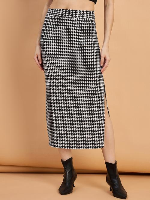 women houndstooth print high rise bodycon skirt - 22088160 - Very Small Image - 1