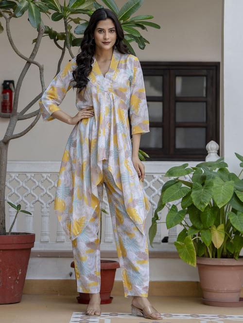 women printed three quarter sleeve ethnic co-ord set - 22088770 - Very Small Image - 1