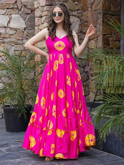 women printed shoulder strap tiered dress - 22088889 - Very Small Image - 1