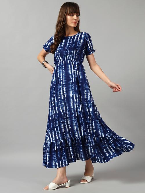 women tie & dye printed puff sleeve tiered dress - 22089308 - Very Small Image - 1