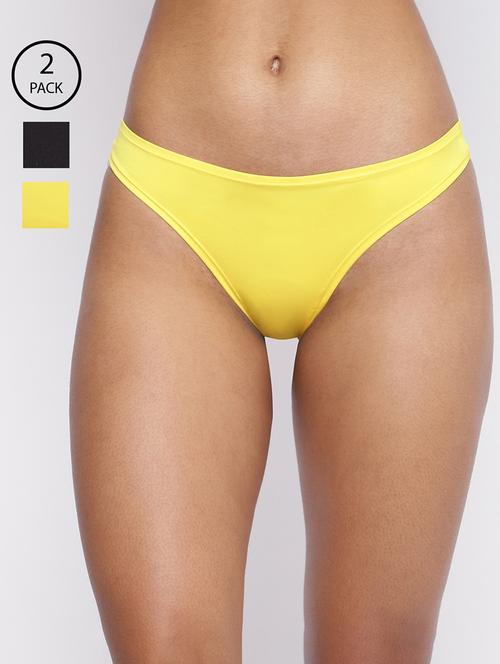 women pack of 2 solid low rise thongs - 22092123 - Very Small Image - 1