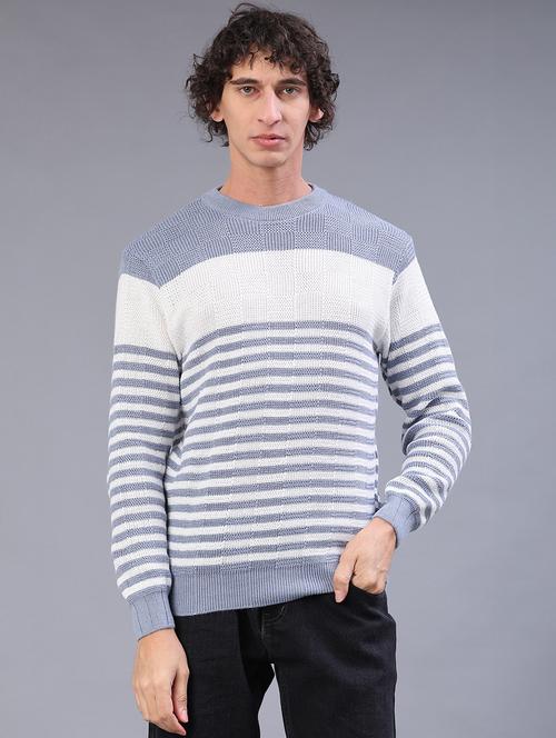 men striped long sleeve regular fit pullover  - 22092729 - Very Small Image - 1