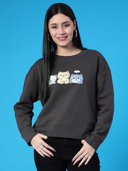 women chest print long sleeve sweatshirt - 22092959 - Very Small Image - 1