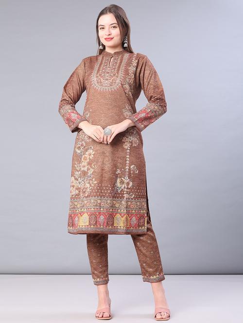 women self design long sleeve kurta pant with dupatta set - 22093063 - Very Small Image - 1