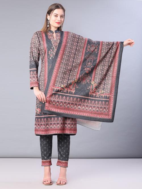 women printed long sleeve kurta pant with dupatta set - 22094377 - Very Small Image - 1