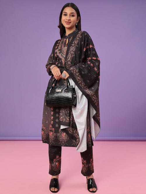 women printed long sleeve kurta pant with dupatta set - 22094396 - Very Small Image - 1