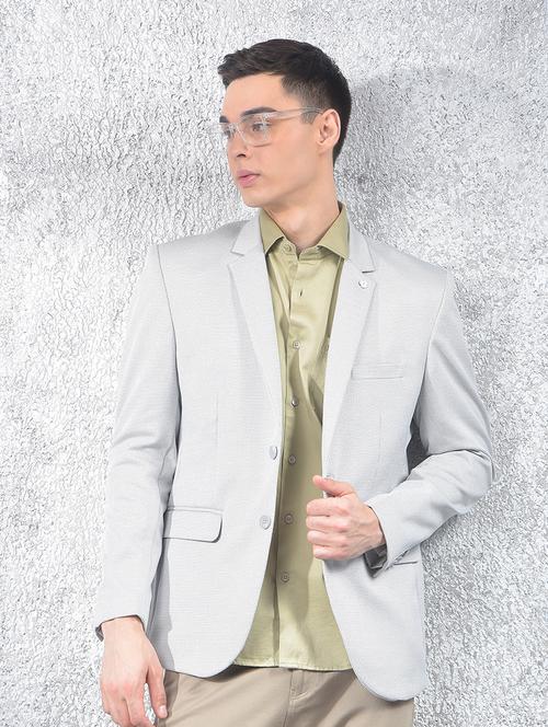 men lapel collar single breasted casual blazer - 22101972 - Very Small Image - 1